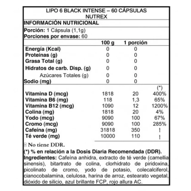 LIPO 6 BLACK INTENSE 60 CÁPSULAS